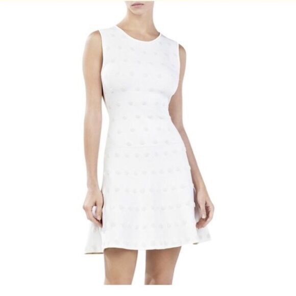 BCBGMaxazria Jo Jacquard A-Line Dress White Size XS - Picture 1 of 17